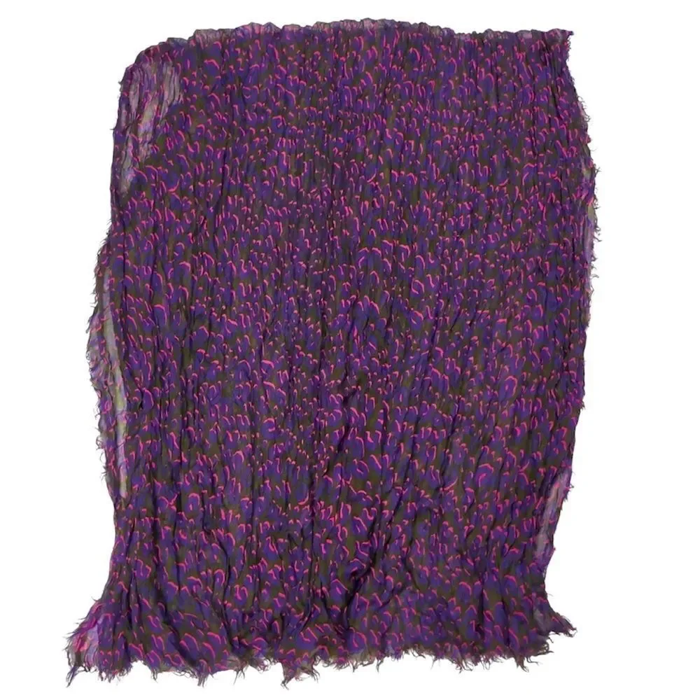 Auth Louis Vuitton Stephan Spouse Ltd Edition Violet Leopard Cashmere Silk Shawl